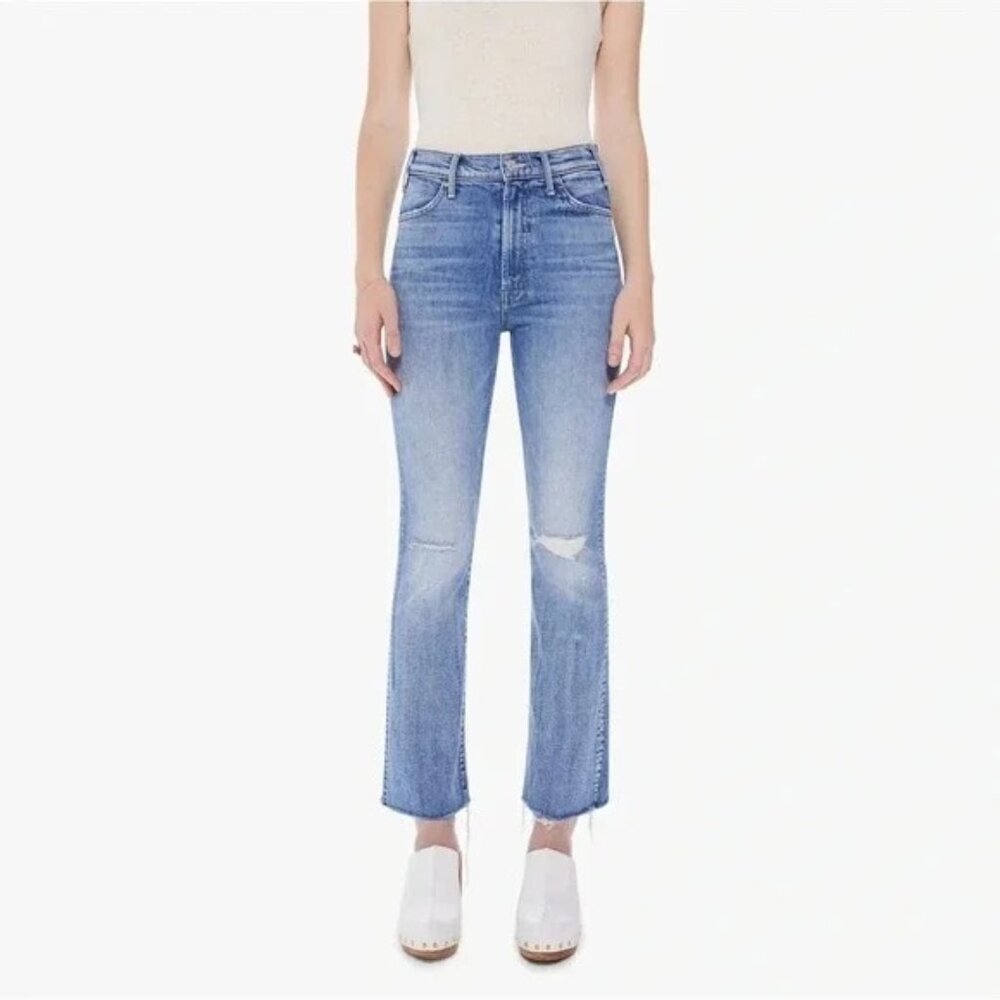 MOTHER The Hustler Ankle Fray Jeans in Crashing Hard Size 26
